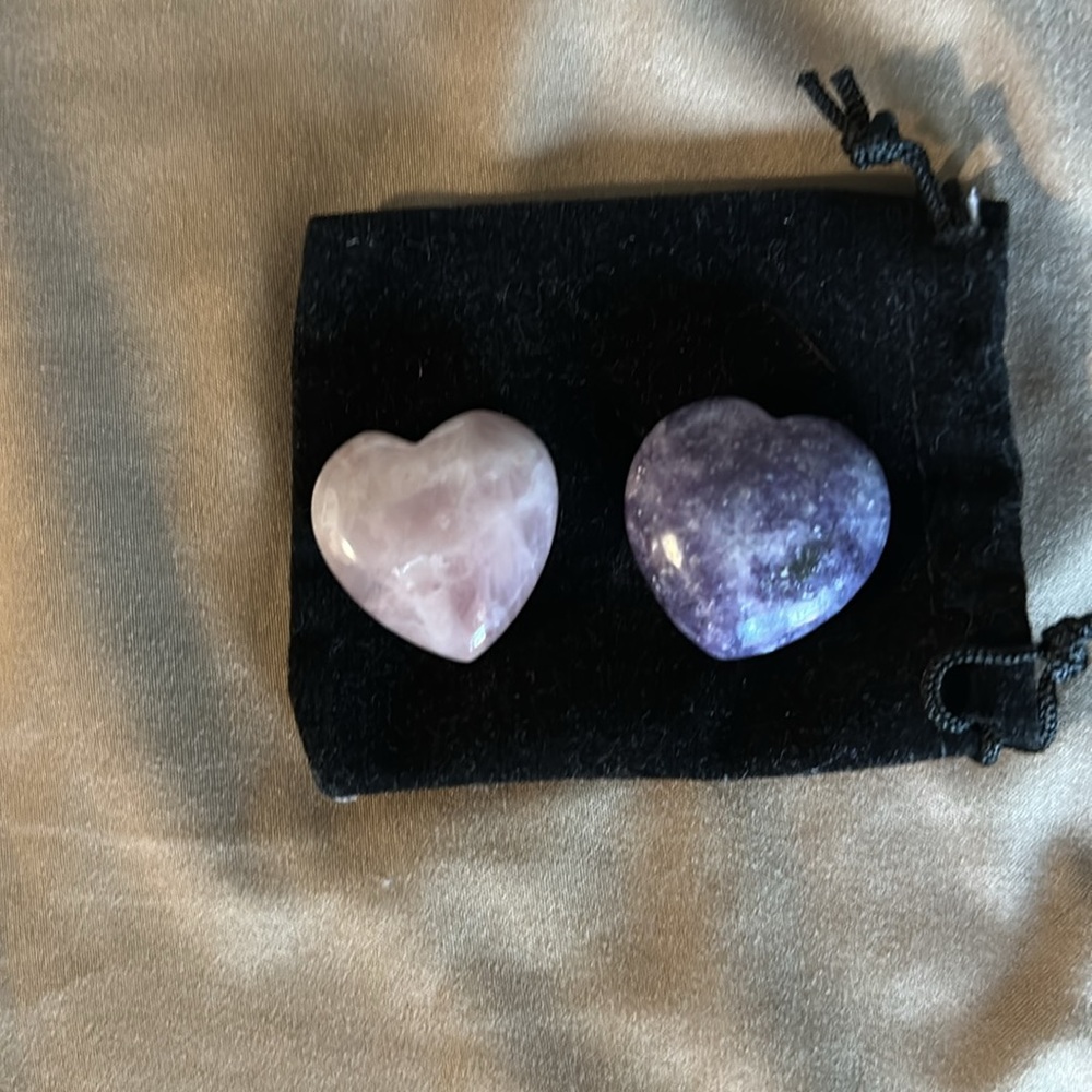 Heart-Shaped Pink and Purple Stones